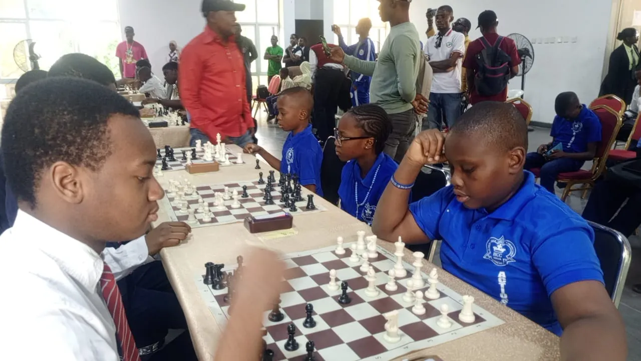 Students playing chess